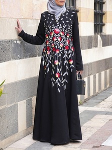 Abaya Holgada de Rayón con Bordado Floral, Larga hasta el Suelo, de Manga Larga, Modesta, para Eid, Ramadán, Oración, Vestido de Noche para Mujer - Product Image 5