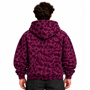 Plum <b>Leopard</b> <b>Print</b> <b>Hoodie</b> Oversized Pullover Streetwear Sweatshirt Heavyweight Fleece Drawstring Pocket Casual Fashion Top - Product Image 2