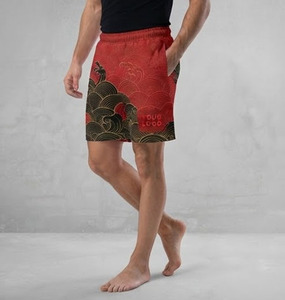 Shorts pour hommes avec poches, séchage rapide, taille élastique, décontractés, pour la gym, avec poches latérales, en coton épais, sublimés - Product Image 3