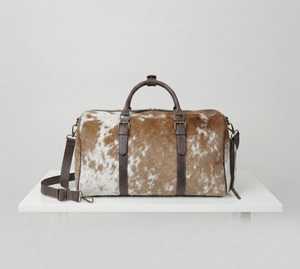 Bolsa de Lona Premium de Cuero Genuino con Estampado de Vaca, Cierre de Cremallera, Correa de Hombro Arqueada Desmontable, Unisex, Estilo Hobo, Grande - Product Image 4