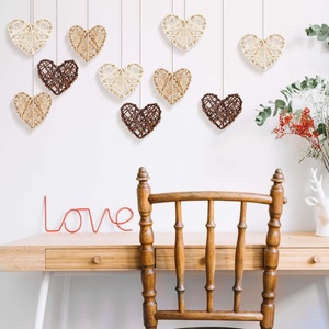 Suministros para el Día de San Valentín, adornos de corazones a precio económico, venta al por mayor de dijes de corazón de ratán natural tejido. - Product Image 6