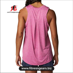 เสื้อกล้ามคอกลมสีชมพูสำหรับผู้หญิง Just Fitness Gears ผ้าถักโพลีเอสเตอร์ระบายอากาศได้ดี ความยาวปกติ สวมใส่สบาย - Product Image 3