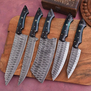 Hot Selling <b>Sharp</b> Durable Handmade Chef <b>Knife</b> Damascus Steel 5-Piece Full Tang Ambidextrous Straight Edge Kitchen <b>Knives</b> <b>Set</b> - Product Image 1