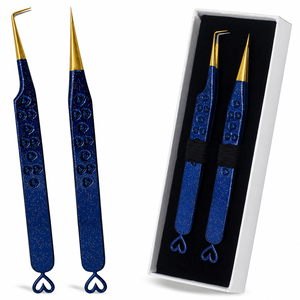 Precision Stainless Steel Eyelash Tweezers 125mm Blue Gold Tip Smooth Surface For Lash Extension - Product Image 6