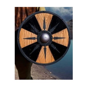 Escudo vikingo nórdico medieval hecho de madera, escudo redondo de guerrero para recreación histórica, disfraces, festivales y exhibiciones. - Product Image 4