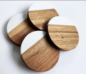Handmade Marble Top and Wooden Base Coasters Set for <b>Table</b> <b>Protection</b>, Elegant Drink Coasters for Coffee, Tea, Wine Glasses, Per - Product Image 3
