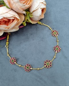 Flower Design Necklace With Matching <b>Stud</b> <b>Earrings</b> Ethnic Festive Wear Jewellery Set Gold Plated Light Weight Necklace Wholesale - Product Image 2