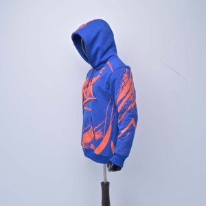 Sweat-shirt à capuche KEX pour homme de haute qualité, imprimé bleu et orange, style streetwear, coupe classique, avec poches, pour l'automne - Product Image 3