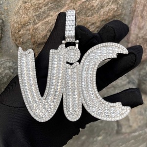 Colgante de Letra Personalizado de Plata de Ley 925 con Diamantes Moissanite VVS para Hombre, Estilo Hip Hop, Colgante de Letra Fina - Product Image 5