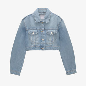 Chaqueta Vaquera para Mujer, Personalizable en Varios Colores, Cierre de Botones, Lavado Medio, Moda Otoño-Primavera, Venta al Por Mayor - Product Image 3