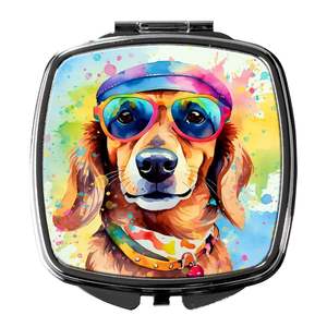 Teckel Hippie Dawg Compact Pliant Miroir De Maquillage Portable Décoratif Voyage Cadeau pour Femmes et Filles - Product Image 1