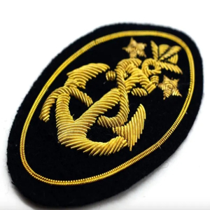 Handmade 3D Embroidery Badges Durable Washable Canvas Fabric Textile Blazer Patch Gold Bullion Wire OEM Custom Patches <b>Pocket</b> - Product Image 4
