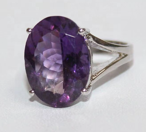 Wholesale 925 Solid Sterling Silver Natural Oval Amethyst 4 Prong <b>Split</b> Shank <b>Ring</b> Fine Jewelry Memoria Jewels - Product Image 3