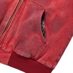 Chaqueta de trabajo de lona de pato gruesa personalizada para hombre, estilo vintage, tipo bomber, con logo bordado, corte holgado, con cremallera y capucha. - Product Image 2