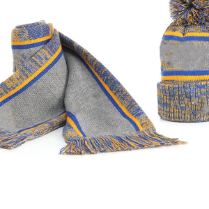 Ensemble Écharpe Longue Grise et Bonnet Sigma Gamma Rho SGRho, Broderie Personnalisée Bleu Royal et Or, Épais et Chaud, Unisexe, Équipement Hivernal pour Sororité - Product Image 3