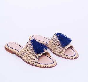 Sandales en raphia tissées à la main : Semelle en cuir marocain, style bohème - Product Image 1