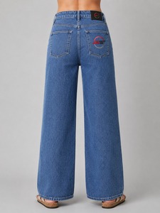 Pantalon en jean Mom Fit taille haute délavé style vintage décontracté en mélange de coton doux pour femme – Confortable et tendance au quotidien - Product Image 5