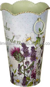 Cubo de hierro con estampado de jardín de flores francesas, diseño decorativo clásico para suelo de escritorio, pieza focal colorida recubierta de polvo para decoración de fiesta - Product Image 2