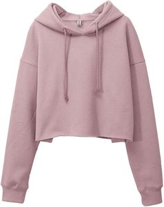 Sudadera corta con capucha rosa, manga larga, color liso, informal, de forro polar, para otoño - Product Image 1