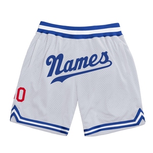 Custom Eco-Friendly Custom <b>White</b> Royal-Red Authentic Throwback Basketball <b>Shorts</b> - Product Image 1