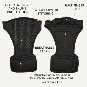 Gants de musculation demi-doigts en polyester respirant avec support de poignet, unisexe, noirs, antidérapants, pour entraînement et fitness - Product Image 6