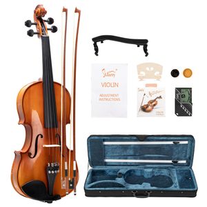 Glarry GV402 Kit di violino acustico 4/4 vernice naturale custodia quadrata 2 archi 3 1 tono sintonizzatore digitale metronomo - Product Image 1