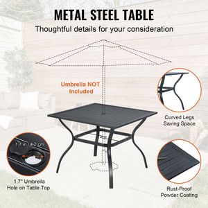 Set da Pranzo da Esterno in Ferro a 5 Pezzi per Tutte le Stagioni, Tavolo con Sedie Girevoli per Giardino o Balcone - Product Image 5