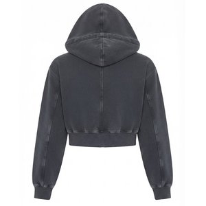 Trendeness Custom Logo Women's Cropped Hoodie Long Sleeve Solid Color Casual Knitted Sweatshirt Autumn Wear Full Sleeve Winter - Product Image 2