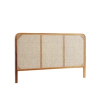 Tête de lit moderne extensible et réglable en teck massif avec rotin tressé écologique pour chambre à coucher intérieure