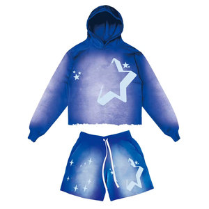 Survêtement 2-en-1 léger coupe ample en polyester/coton marron à capuche coupe-vent imprimé étoiles pour homme Econex Sports – Style streetwear - Product Image 4