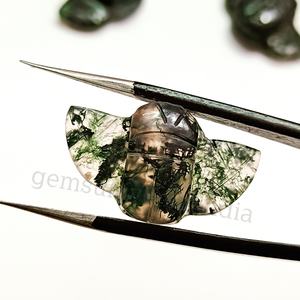Cuentas de ágata musgosa natural talladas a mano en forma de escarabajo, dijes de cristal con forma de escarabajo para la fabricación de joyas, precio al por mayor. - Product Image 5