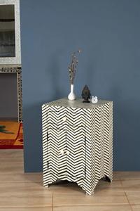 Table à tiroirs en os incrusté de la marque ILAHI, design moderne, détails en agate, rangement à trois niveaux, meuble portable pour la maison - Product Image 4