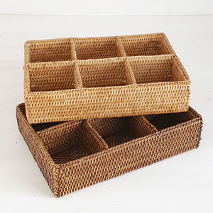 Tea bag condiment storage basket <b>caddy</b> cheapest price rattan divided baskets home <b>kitchen</b> accessories - Product Image 1