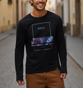 T-shirt à manches longues pour homme de qualité supérieure, design classique ajusté, logo de marque personnalisé, imprimé DTF, 100% coton - Product Image 4