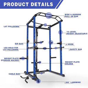 Blu 1000Lbs capacità regolabile casa palestra sistema Multi-funzionale Power Cage Pullup Squat Rack Olympic Bar completo Fitness - Product Image 5