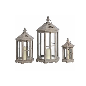 Portavelas de madera con paneles de vidrio y asa de cuerda, estilo vintage, decoración rústica para el hogar - Product Image 1