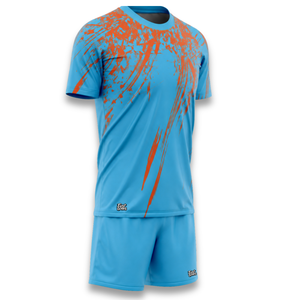 Conjunto de Camiseta de Fútbol Sublimada Azul y Naranja Unisex Personalizada, Transpirable, de Secado Rápido, Ajuste Atlético, Manga Corta, Nombre del Equipo Personalizado - Product Image 3