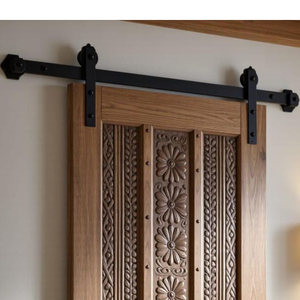 Puerta Corredera de Madera Maciza Tallada a Mano con Diseño Floral de Lujo, Decorativa y Artística para Interiores - Product Image 4