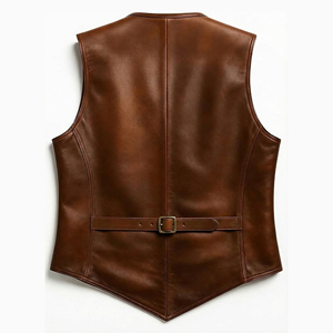 Nouveau Gilet de Motard Professionnel en Cuir pour Homme 2026, Perforé, Tendance, en Cuir de Vachette, avec Logo et Design Personnalisés - Product Image 2