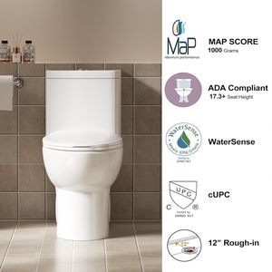 WC Moderno ADA da 17 pollici con sedile Comfort, potente doppio scarico e sistema Rimless B da 12 pollici - Product Image 3