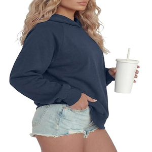 Custom Logo Print Women's Oversized Fleece Eco-Friendly <b>Waterproof</b> Breathable Windproof 320g Polyester/Cotton Winter Sweatshirt - Product Image 3