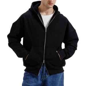 Sudadera con capucha para hombre, diseño clásico con cierre de cremallera completa, capucha ajustable, bolsillos frontales, ribete acanalado, corte relajado, estilo casual refinado. - Product Image 4