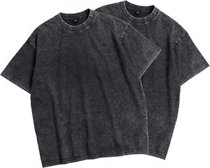 Heavyweight Retro Style Men's Oversized T-Shirts Heavy Loose Fit Vintage Washed Solid Color Tee Unisex Cotton Short Sleeve - Product Image 1