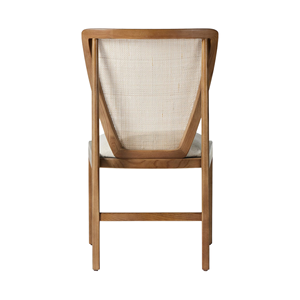 Chaise de salle à manger en bois massif avec dossier en rotin tressé et assise rembourrée, chaise de salle à manger moderne en bois naturel pour la maison et le café - Product Image 4