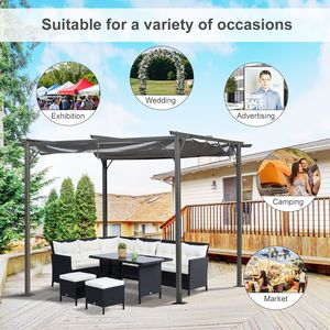 Gazebo Retrattile Moderno 10x10 con Protezione UV in Grigio Acciaio per Esterni e Cortili - Product Image 6