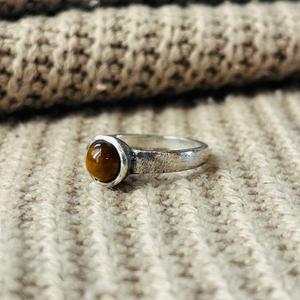 Boho Tiger Eye Gemstone Brass <b>Ring</b> with Bezel Setting Silver Plated Solitaire <b>Statement</b> Wholesale <b>Ring</b> for Women - Product Image 5