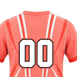 Maillot de rugby blanc et orange corail à manches courtes et col en V, uniforme d'équipe respirant et léger, vêtements de sport personnalisés pour l'entraînement - Product Image 4
