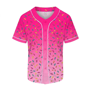 Camiseta de Béisbol con Estampado de Donuts, Manga Corta, Botones Delanteros, Uniforme Deportivo para Hombre, Ropa Deportiva de Secado Rápido - Product Image 1