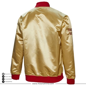 OEM Custom Satin Teams <b>Jacket</b> Unisex Embroidered Patchwork <b>Camo</b> Loose Fit Winter Bomber Streetwear Satin <b>Jacket</b> For Adults - Product Image 4