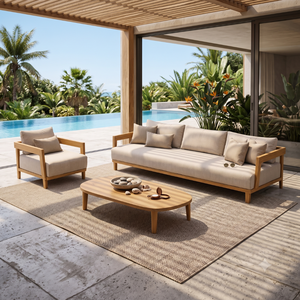 ARTERRA - Juego de Sofás Modernos de Exterior de Primera Calidad, Grupo Seccional de Teca con Cojines y Mesa, 8 Plazas, Muebles de Lujo para Jardín, Sala de Estar y Patio - Product Image 6